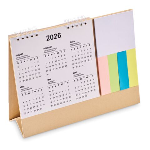 Desk calendar with memo pad beige | No Branding | not available | not available | not available