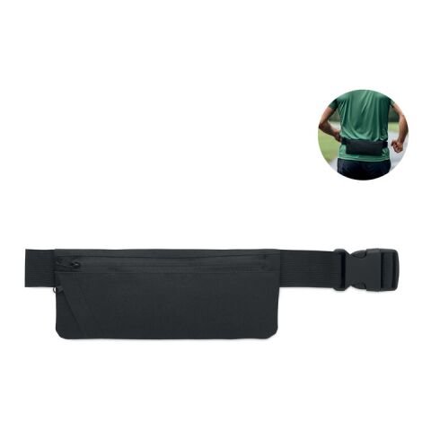Sports waist bag 600D RPET black | No Branding | not available | not available | not available