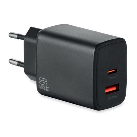 EU 2-pole wall adapter/charger black | No Branding | not available | not available | not available