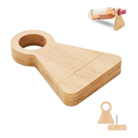 Bamboo bottle stand &amp; opener wood