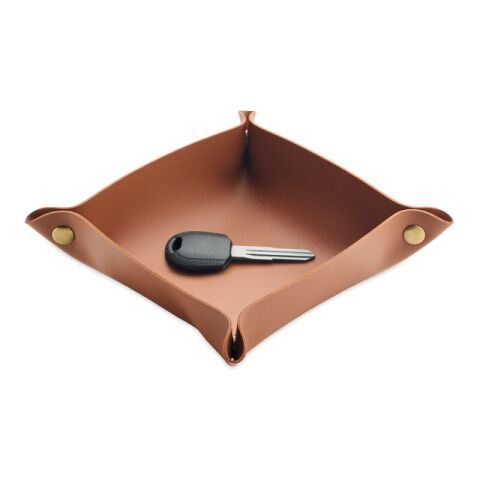 Foldable PU key tray brown