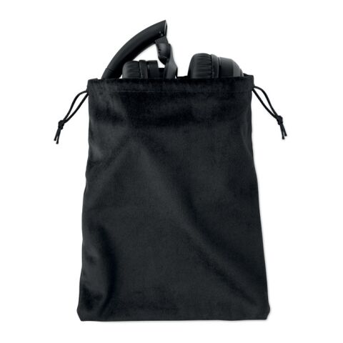 Foldable headphones in pouch black