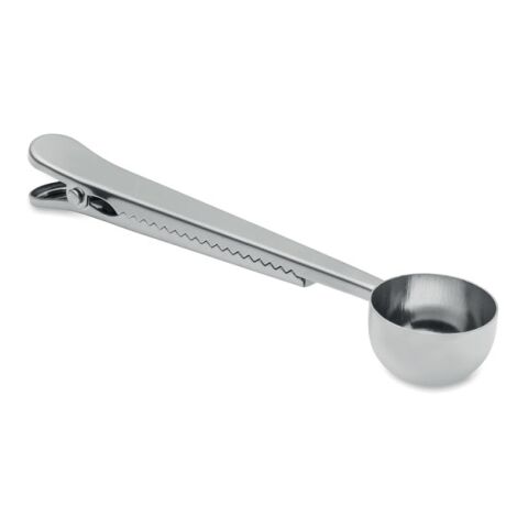 Coffee scoop with bag clip silver