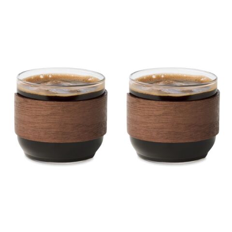 Coffee glass set walnut grip wood