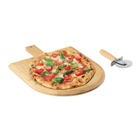 Bamboo pizza board &amp; cutter wood