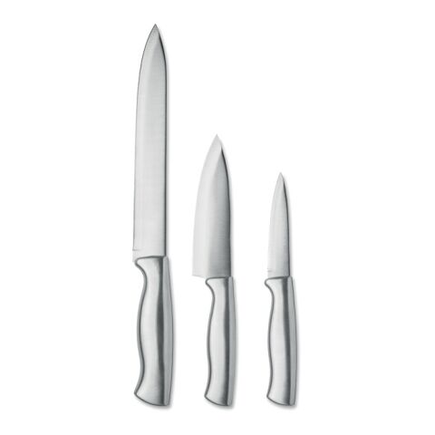 Stainless steel knife set 3pcs silver