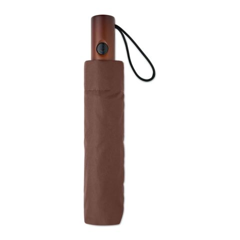 21" auto umbrella wood handle brown