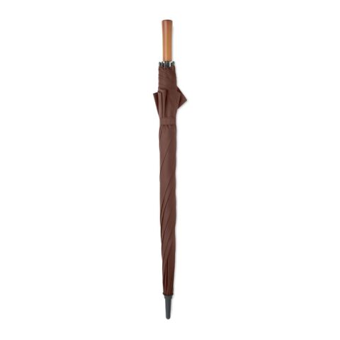 27" auto umbrella wood handle brown
