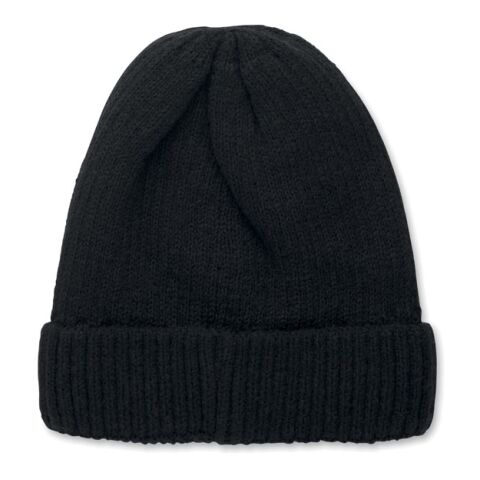Knitted beanie with cuff black
