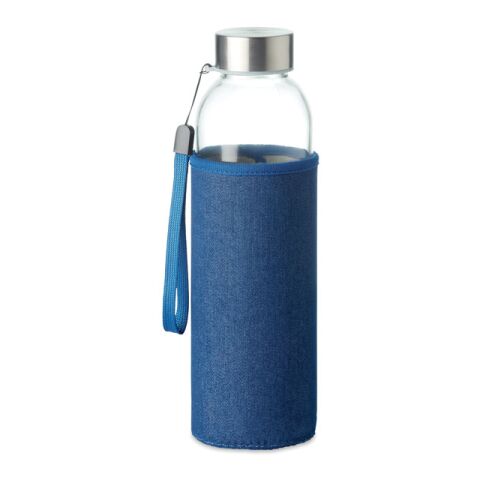 Glass bottle in denim look pouch 500 ml blue | No Branding | not available | not available | not available