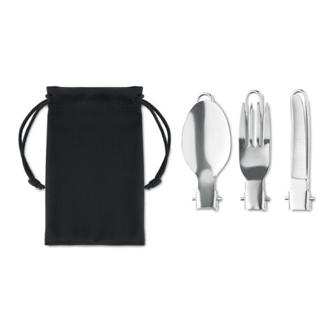 3-piece camping cutlery set black | No Branding | not available | not available | not available