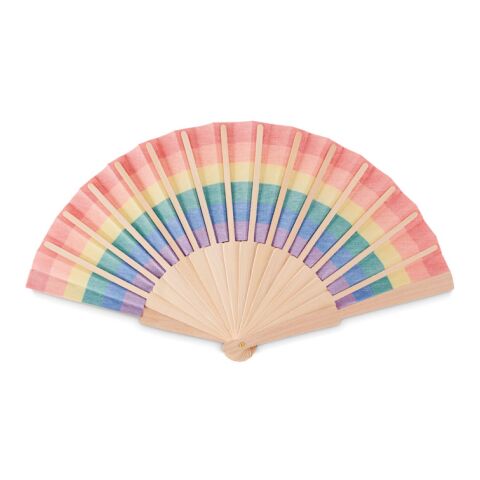 Rainbow wooden hand fan multicolour | No Branding | not available | not available