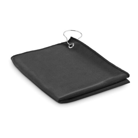 RPET golf towel with hook clip black | No Branding | not available | not available | not available