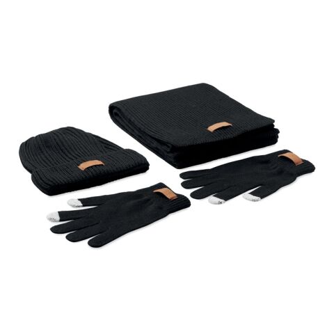 Set of 3 RPET winter pieces black | No Branding | not available | not available