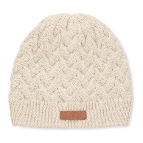 Cable knit beanie in RPET beige | No Branding | not available | not available