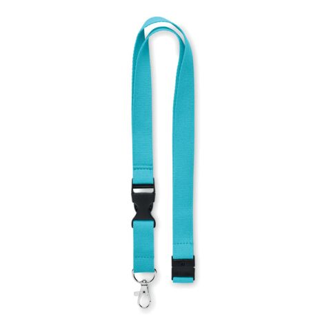 Lanyard in cotton with metal hook 20mm turquoise | No Branding | not available | not available | not available