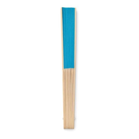 Manual hand fan in bamboo turquoise