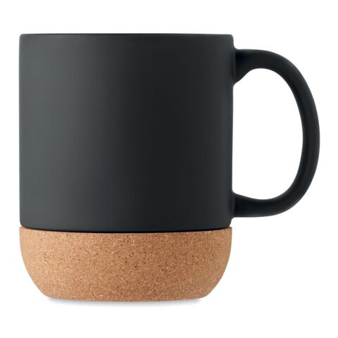 Matt ceramic cork mug 300 ml black | No Branding | not available | not available