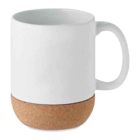 Matt ceramic cork mug 300 ml white | No Branding | not available | not available