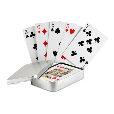 Playing cards in tin box matt silver | No Branding | not available | not available