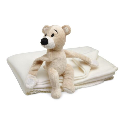 Fleece blanket with bear white