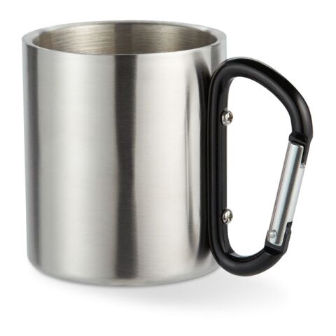 Metal mug and carabiner handle 220 ml black | No Branding | not available | not available | not available