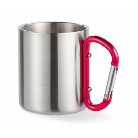 Metal mug and carabiner handle 220 ml red | No Branding | not available | not available | not available