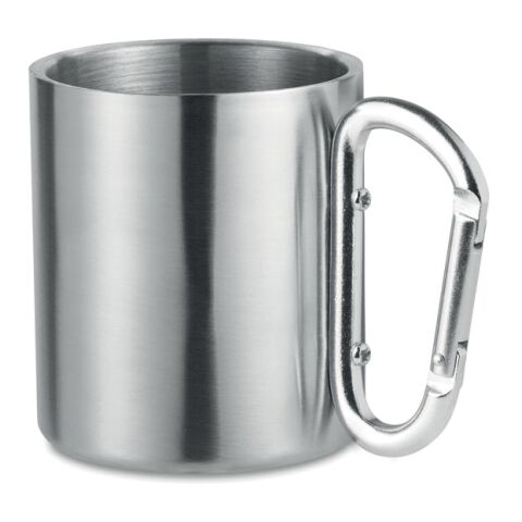 Metal mug and carabiner handle 220 ml matt silver | No Branding | not available | not available | not available