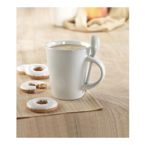 Mug with spoon white | No Branding | not available | not available