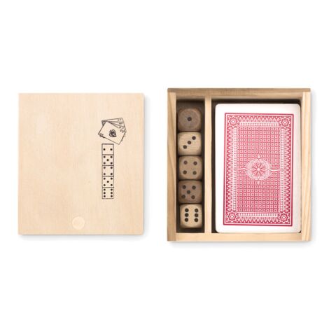 Cards and dices in box wood | No Branding | not available | not available