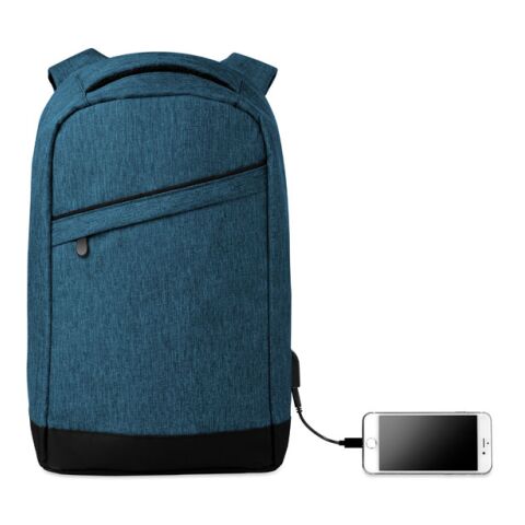 2 tone backpack incl USB plug blue | No Branding | not available | not available | not available