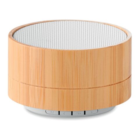 Round 3W bamboo wireless speaker white | No Branding | not available | not available | not available