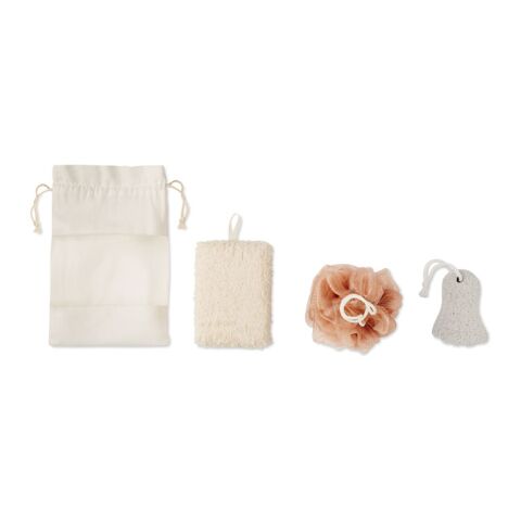 Bath set in cotton pouch beige | No Branding | not available | not available | not available
