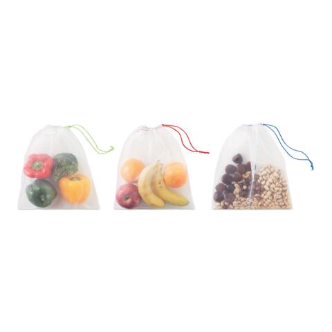 Set of 3 RPET mesh food bags white | No Branding | not available | not available | not available