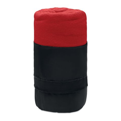 RPET fleece travel blanket in pouch red