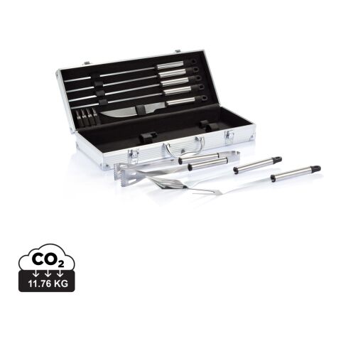 12pcs BBQ set in aluminium box silver-black | No Branding | not available | not available