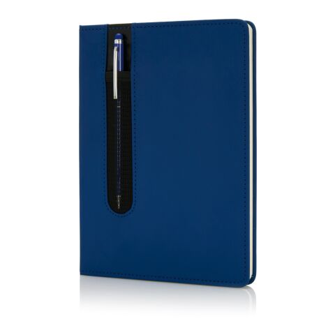 Standard hardcover PU A5 notebook with stylus pen navy | No Branding | not available | not available
