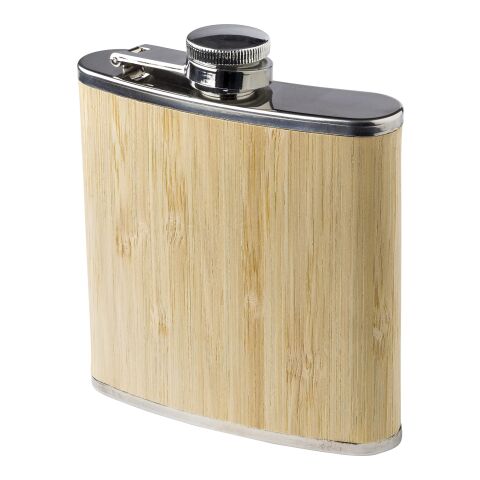 Stainless steel and bamboo hip flask Hayden brown | No Branding | not available | not available