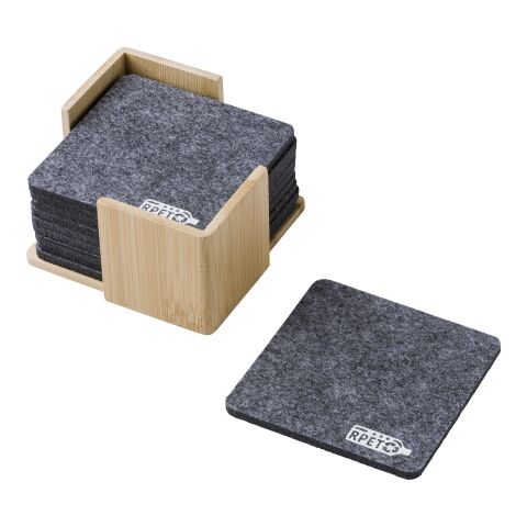 RPET felt coaster set Lawrence grey | No Branding | not available | not available