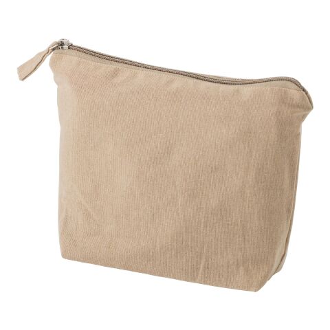 Recycled cotton cosmetic bag (180 gsm) Cressida khaki | No Branding | not available | not available