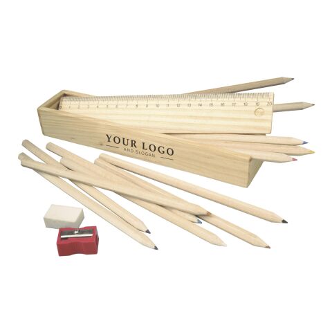 Carmelita wooden box with colouring pencils brown | No Branding | not available | not available