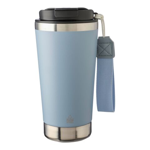 Recycled stainless steel double-walled drinking mug 500 ml Kayla beige | No Branding | not available | not available