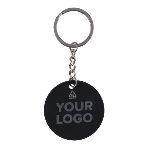 Recycled stainless steel soccer ball keychain Ciro black | No Branding
