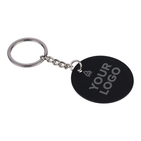 Recycled stainless steel round keychain Risa black | No Branding