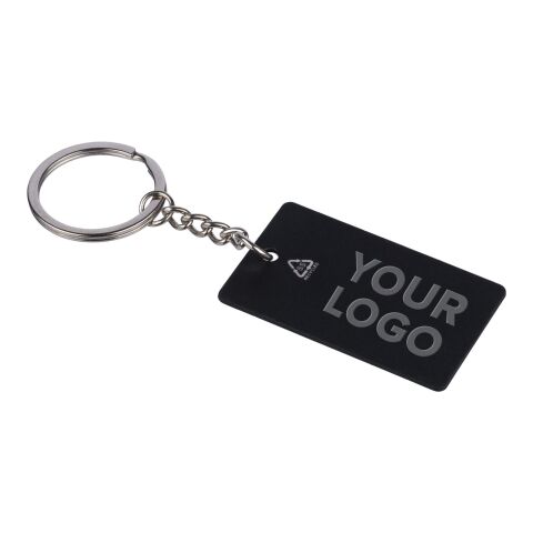 Recycled stainless steel rectangular keychain Jax black | No Branding