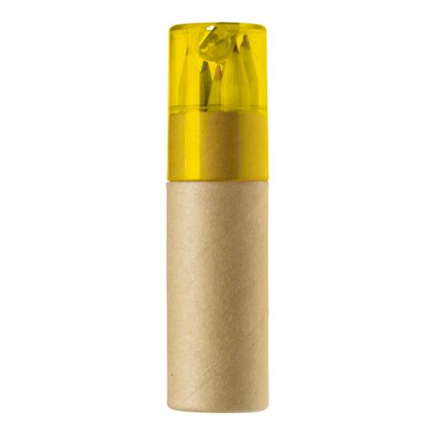 ABS and cardboard tube with pencils Libbie yellow | No Branding | not available | not available