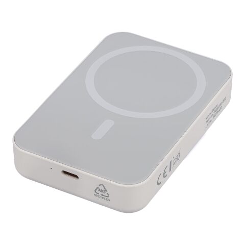 Recycled wireless charger powerbank Meno white | No Branding | not available | not available