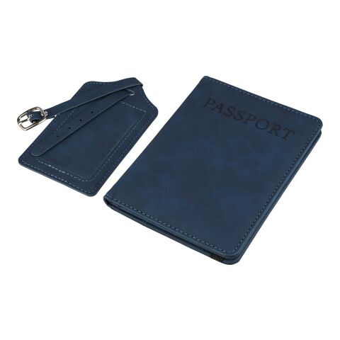 Recycled PU passport holder and luggage label Zani blue | No Branding | not available | not available