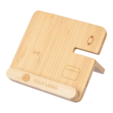 Wireless charger Tribu | Recycled bamboo | 3-in-1 brown