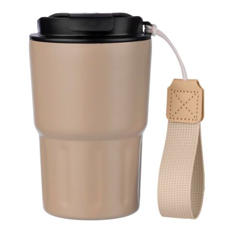 Stainless steel double walled mug Louisa beige